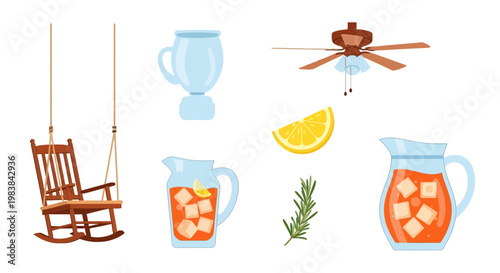 Collection of Summer Home Decor Items and Refreshing Beverages