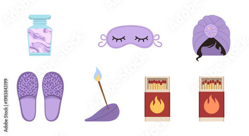 Set of Purple Sleep Accessories and Aromatherapy Items for Restful Night