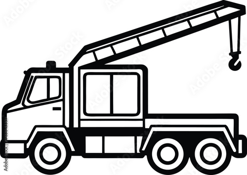 Tow truck with extended crane arm lifting heavy load