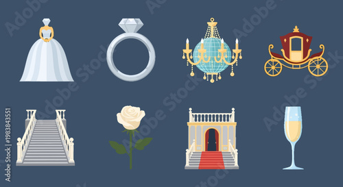 Elegant Wedding and Royal Chariot Symbols Collection