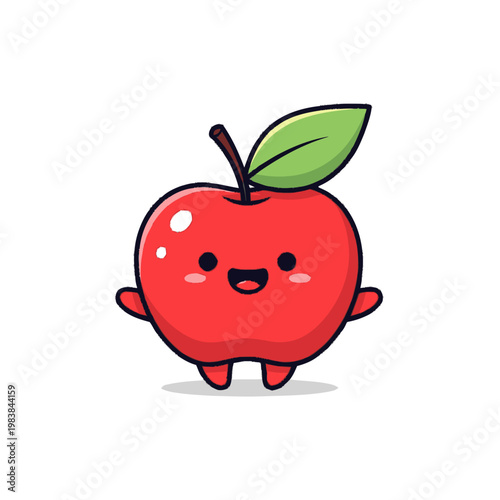 Cute Red Apple Cartoon Character.