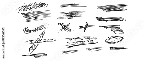 Set of hand drawn sketches of different shapes and illustrations