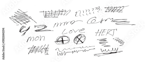 Hand drawn sketch arrows and numbers in a seamless blackboard style with chalk math symbols and educational doodles