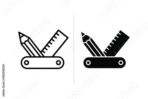 Photos Multi-tool concept with pencil and ruler icons, flat design vector illustration