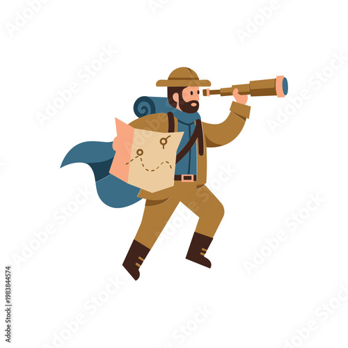 Adventurer with Telescope and Map, Exploring the Unknown