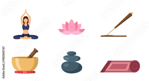 Relaxing Spa and Meditation Setting with Meditation Mat and Stones