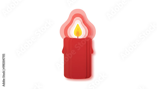 Paper Cut Style A single burning candle