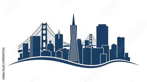 Vector Silhouette Iconic of San Francisco