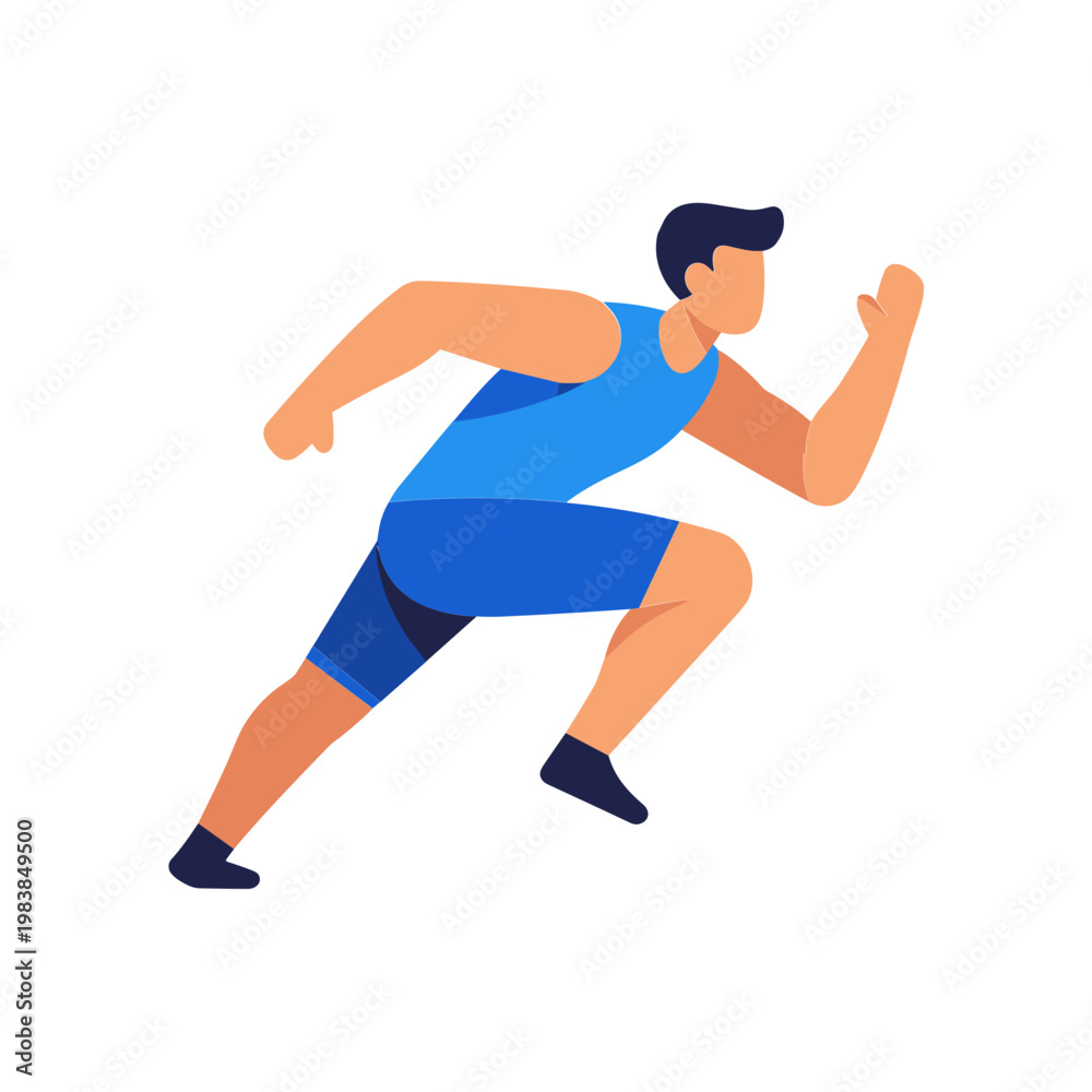 Naklejka premium Athletic Man Running Fast, Sprinting, Sports, Healthy Lifestyle, Action