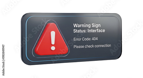 3D Warning Sign Interface Error Alert Icon Glossy Blue Light