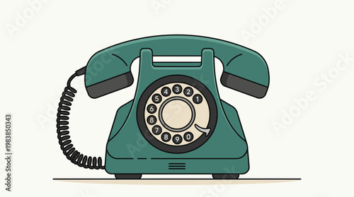 Vintage Rotary Telephone Sketch Retro Communication Device Vector Illustration