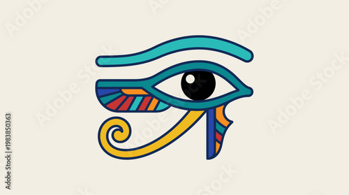 Ancient Egyptian Wadjet Eye Symbol Sun Moon Mythology Vector Illustration