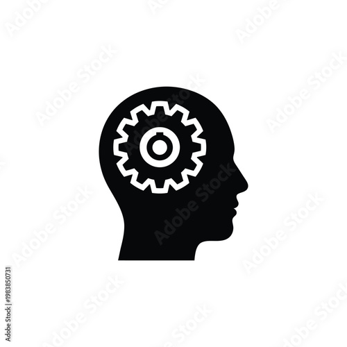 Brain with gears editable icon conceptualizing thought innovation and editable icon design
