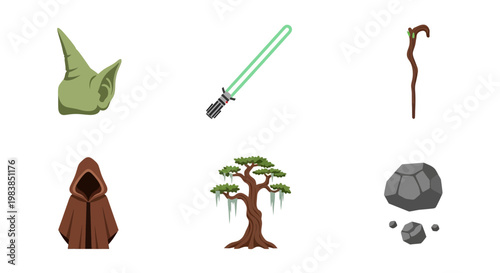 Fantasy-themed collection of magical and nature-inspired objects