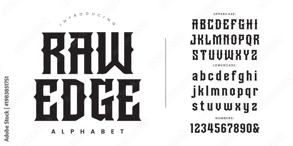 © Kiki - Raw Edge sharp modern blackletter font for aggressive sports branding and urban street culture design