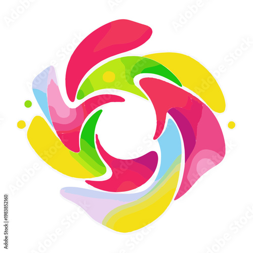 Vibrant Abstract Pinwheel Vortex with Radiant Multi-Colored Gradient Petals