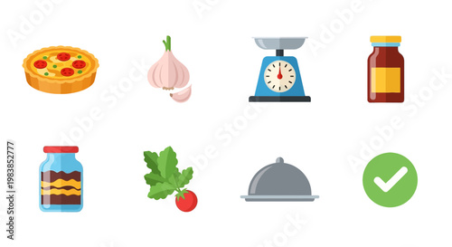 Selection of Cooking Ingredients and Kitchen Items for Food Preparation