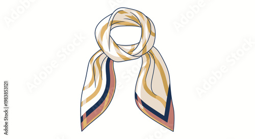 Elegant Silk Scarf Arrangement, Fashionable Neckwear Style
