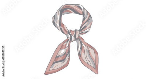 Elegant Silk Scarf Tied Around Neck Fashion Accessory Detail