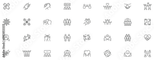 Friendship icon set. Editable line icons.