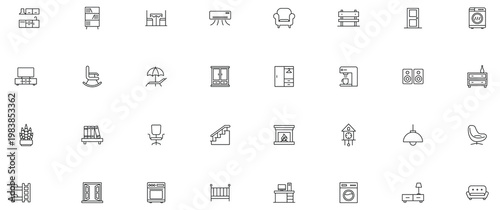Furniture icon set. Editable line icons. Vector illustration.