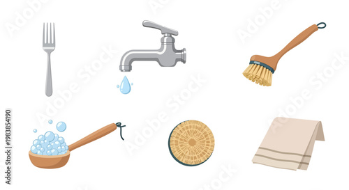 Cleaning and Dishwashing Tools Set with Soap Brush and Towel