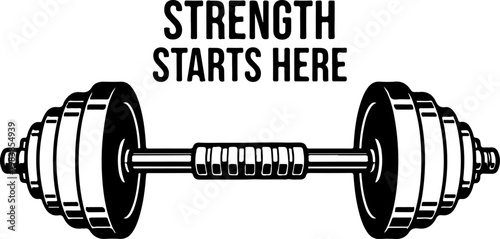 Fitness motivation, dumbbell workout, strength training, gym icon, exercise vector