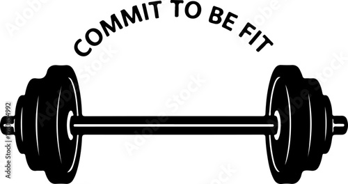 Fitness motivation, gym icon, weightlifting symbol, commit to be fit