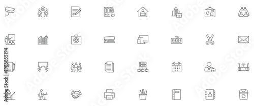 Office and Business icon set. Editable line icons.