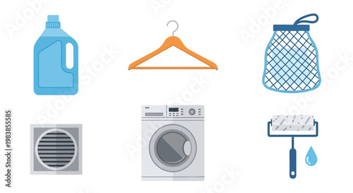 Household Cleaning and Laundry Supplies Collection Illustration