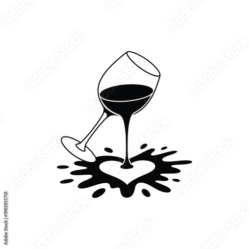 Black and white of a wine glass with shattered glass base broken glass shattered base stemware