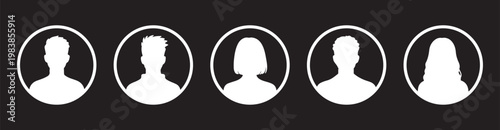 Set of diverse people silhouettes vector illustration of various head shapes ideal for user interface and profile placeholders
