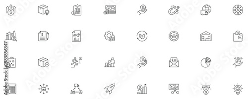 Profitable Business icon set. Editable line icons.
