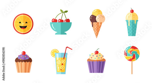 Colorful Assortment of Delicious Ice Creams and Sweets