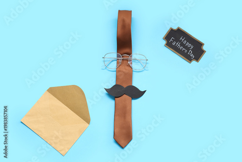 Tie with paper mustache, gl...