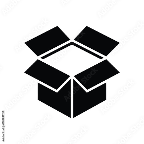 Open box editable icon vector graphic for packaging delivery and content management designs