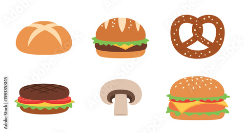 Variety of Delicious Fast Food Items Including Sandwiches Burgers and Pretzels