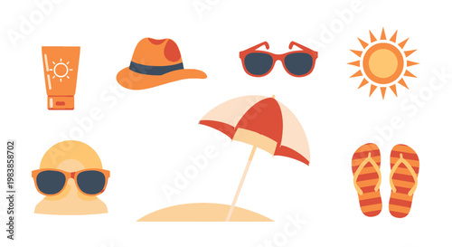 Beach Accessories and Sun Protection Items for Summer Vacation
