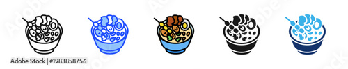 Chicken Porridge Icon Collection With Multiple Styles