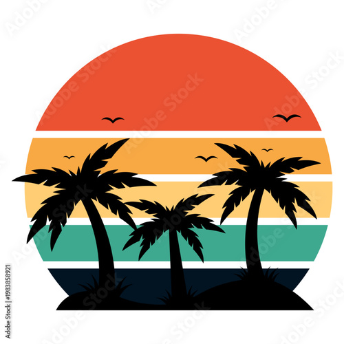 Retro Sunset Palm Trees