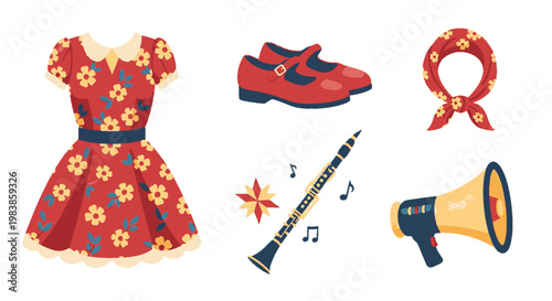 Colorful Traditional Costume Accessories and Footwear Collection