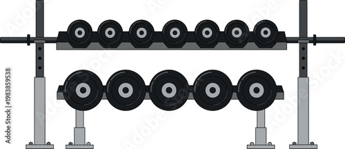 Dumbbell Rack Illustration with Various Weights for Gym Equipment and Fitness Design