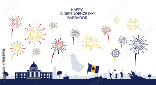 Happy Independence Day Barbados vector illustration with festive celebration