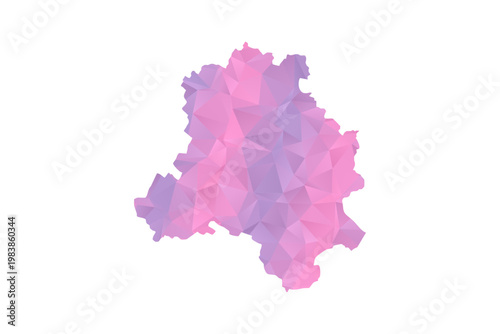 NEW Delhi Map - Polygon Style Vector Illustration in Pink and Purple Gradient, Low Poly Geometric Design, Isolated on White Background for Infographics and Education.
