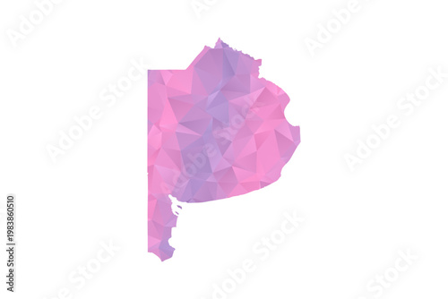 Buenos Aires Map - Polygon Style Vector Illustration in Pink and Purple Gradient, Low Poly Geometric Design, Isolated on White Background for Infographics and Education.