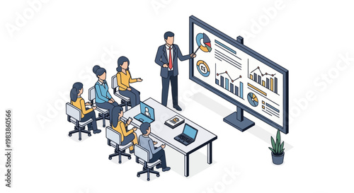 Business team in meeting presentation.