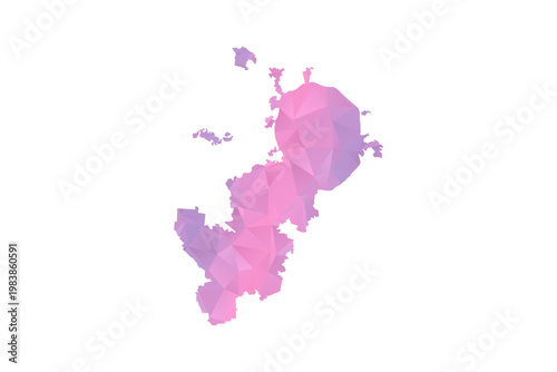 Moscow Map - Polygon Style Vector Illustration in Pink and Purple Gradient, Low Poly Geometric Design, Isolated on White Background for Infographics and Education.