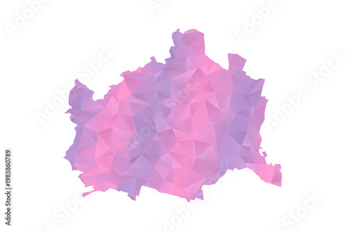 Vienna Map - Polygon Style Vector Illustration in Pink and Purple Gradient, Low Poly Geometric Design, Isolated on White Background for Infographics and Education.