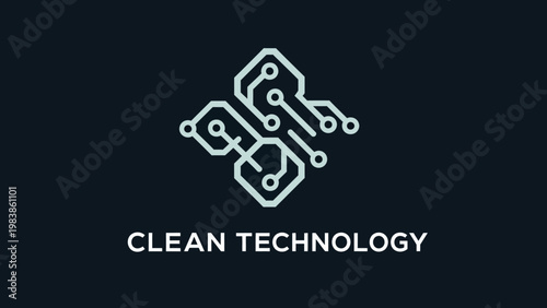 Clean Technology Circuit Board Logo Design.