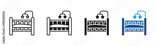 Crib icon set multiple style collection